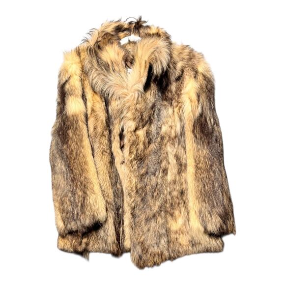 VTG REAL FOX FUR COAT WOMENS 40 brown beige Luxury mob wife - Picture 6 of 17